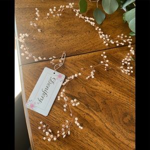 Rose gold crystal and pearl head piece